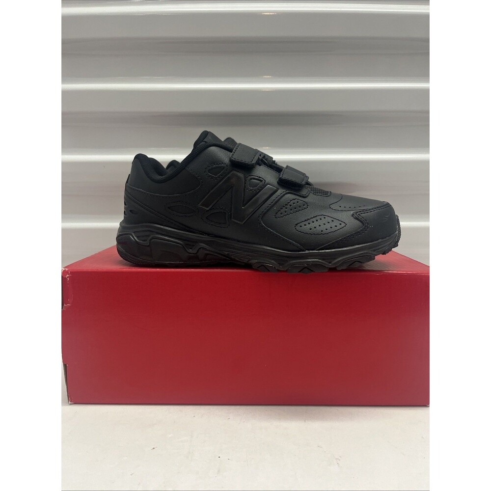 New Balance Big Kids 680 Triple Black Hook In Loop Closure Shoes SZ 3.5 X Wide